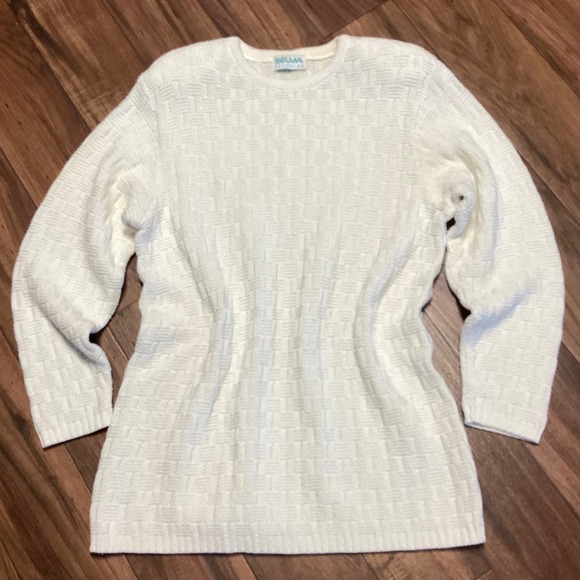 Selma Sweaters - Selma Finland Vintage Celtic Crew Neck Knit Sweater in Off-white ‎ Large